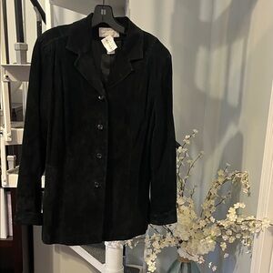 Retro vintage Liz Claiborne Large Over-Sized Women’s Black Suede Jacket Blazer